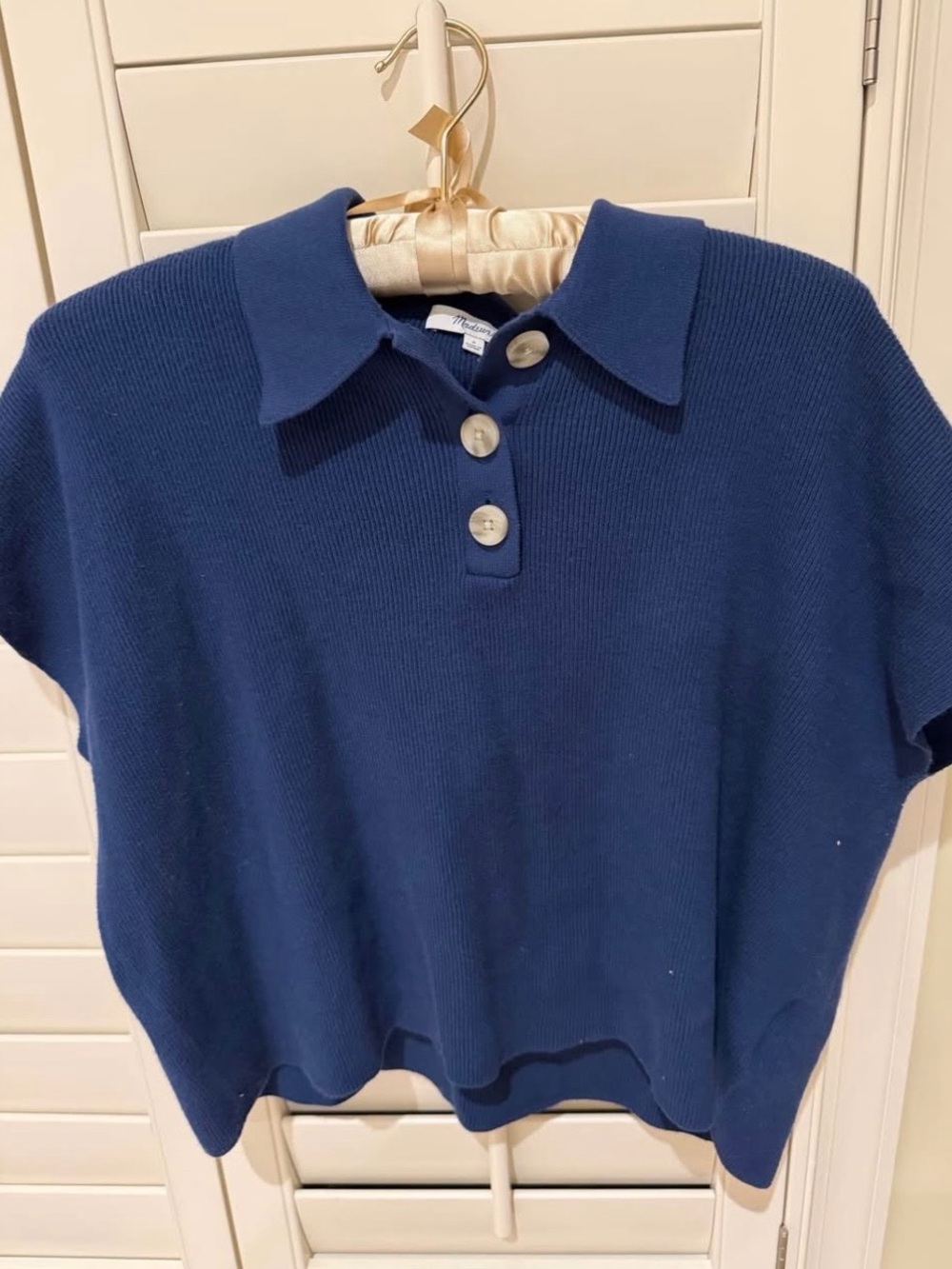 Madewell Navy Irwin Polo Sweater Tee - Picture 2 of 7